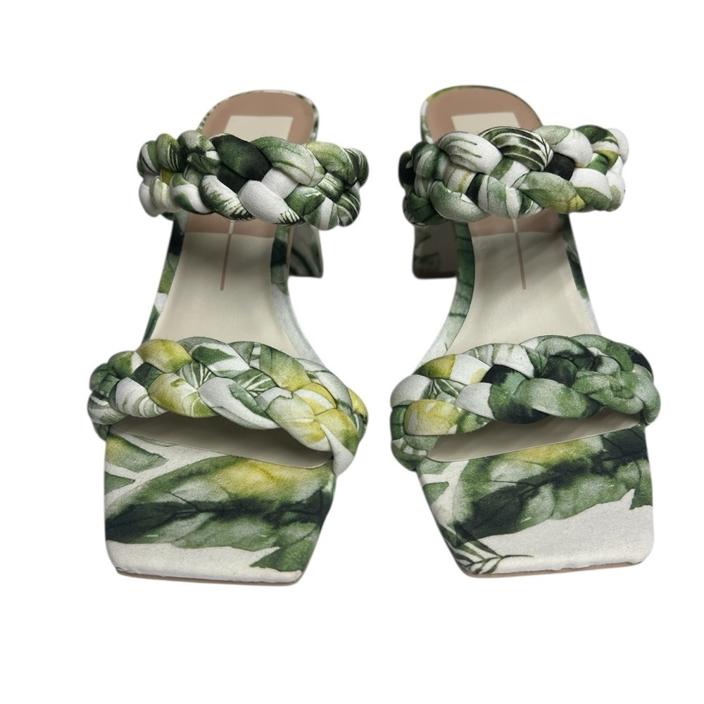 NWOT Dolce Vita Braided Green & White Floral Paily Slide Women's Sandals